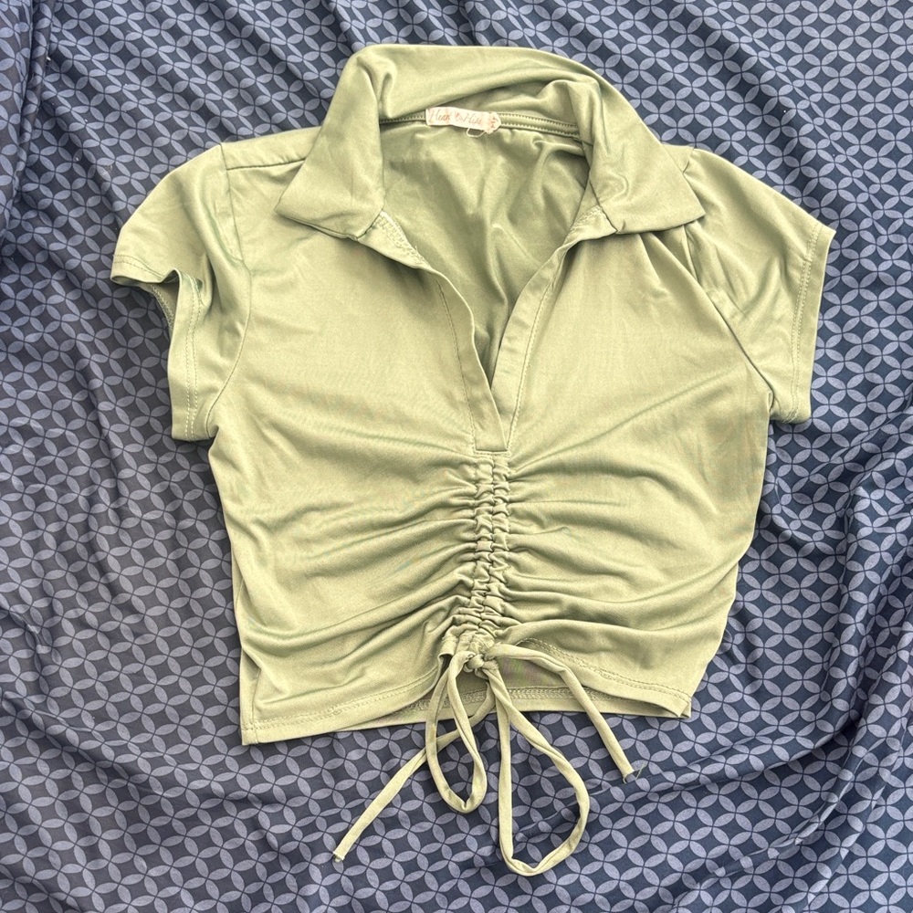 Heart & Hips Olive Ruched Crop Top